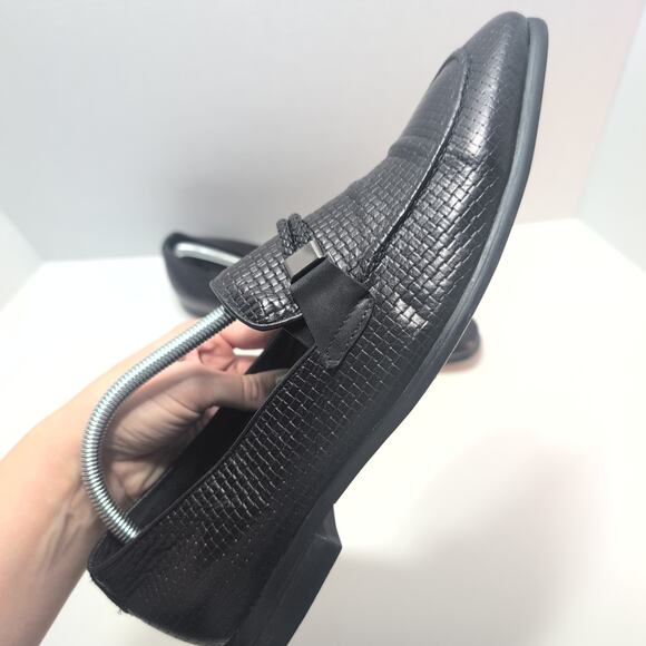 Zara Made In Italy Woven Leather Dress Loafers Black Men\'s 9.5 main image 5